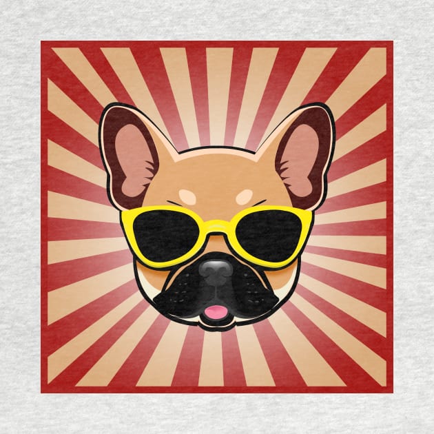 Frenchie Dog Wearing Yellow Sunglasses Funny French Bulldog by 4U2NV-LDN